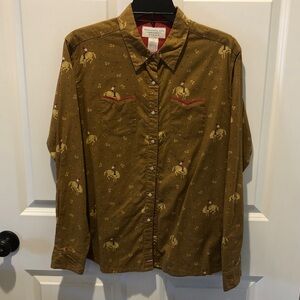Wrangler Cowboy Patterned Brown Shirt
